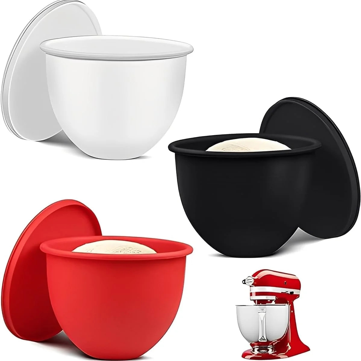 Silicone Bowl Liners for 5 Qt Kitchen Mixers Aid, Mixing Bowl Insert with 3 Lids Compatible with ... | Walmart (US)