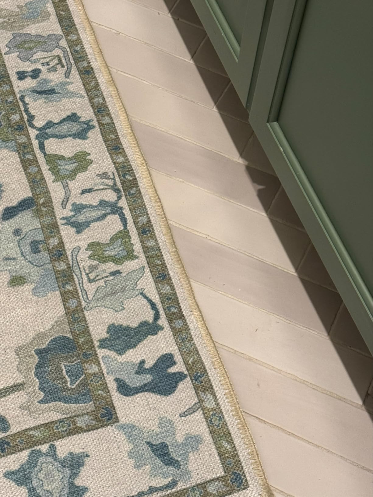 Green Oushak Rug, Modern, Vintage, Turkish, Eclectic, Floral, Pastel, Washable, Area Rugs for Liv... | Amazon (US)