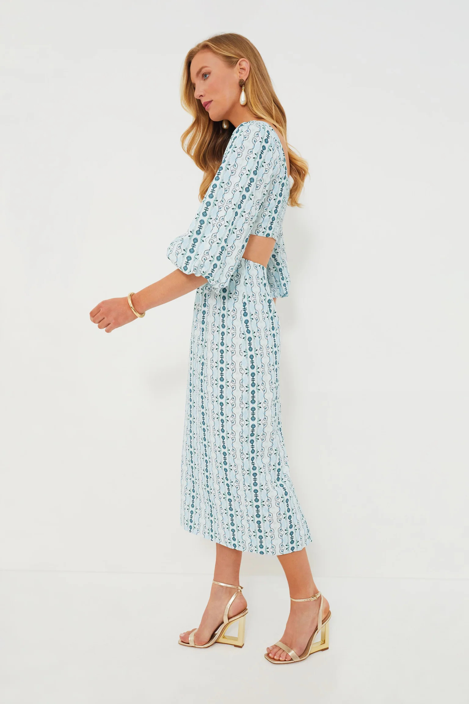 Blue Geo Stripe Cut Out Campbell Dress | Tuckernuck (US)