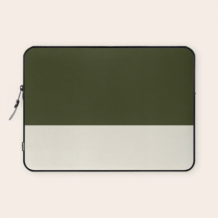 Dual (Olive Green & Cream) Laptop Sleeve by Summer Sun Home Art | Society6