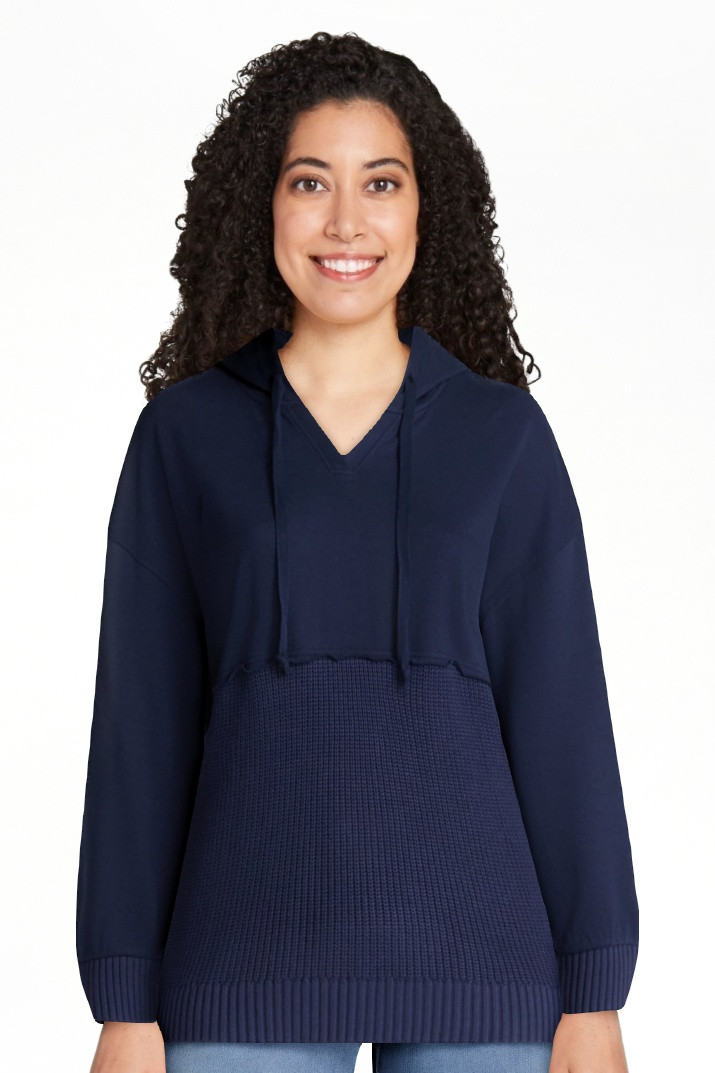 Time and Tru Women's and Women's Plus Fashion Mixed Media Hoodie, Sizes XS-4X | Walmart (US)