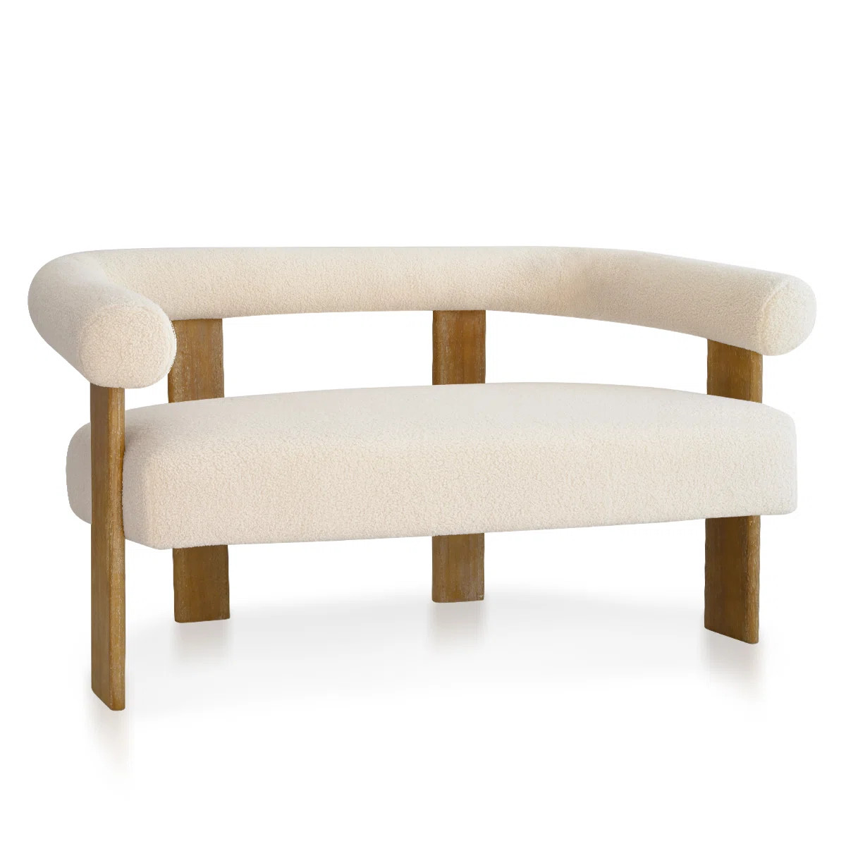 Ebern Designs Petruna 54'' Upholstered Solid Wood Round Armrest Loveseat & Reviews | Wayfair | Wayfair North America