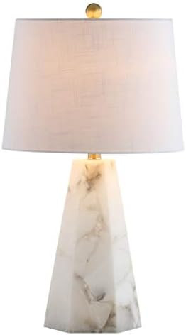 JONATHAN Y 25.5" Natural Alabaster/Brass Gold Modern Table Lamp for Bedroom, White Linen Shade, C... | Amazon (US)