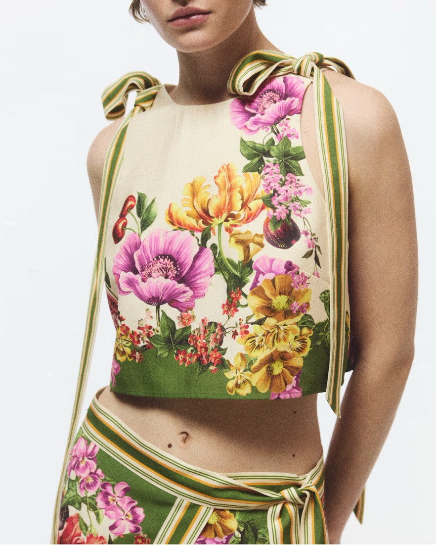 Botanical fruit and floral print tie strap tank top and midi wrap skirt matching set

#LTKSeasonal