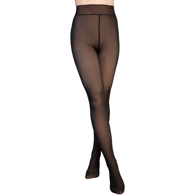 Angelina Women's Faux Sheer and Fleece Lined High-Waisted Thermal Tights (1-Pack) - Walmart.com | Walmart (US)
