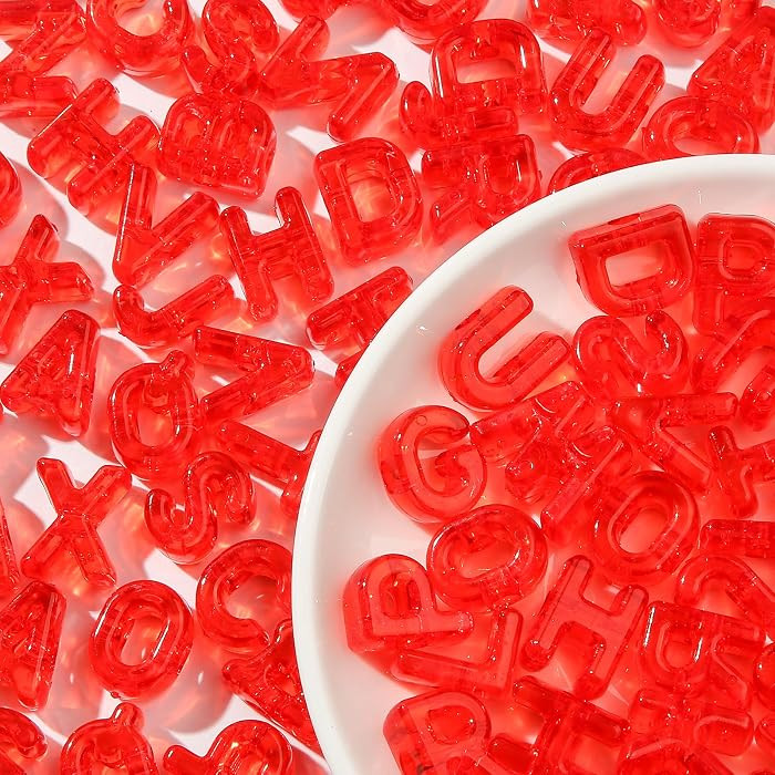 500g/155pcs Large Hole Letter Beads,Big Alphabet Shaped Beads Transparent Red Letter Beads,Large Hole Chunky Letter Bead for Keychains Purse Bag Kit Backpack (red) | Amazon (US)