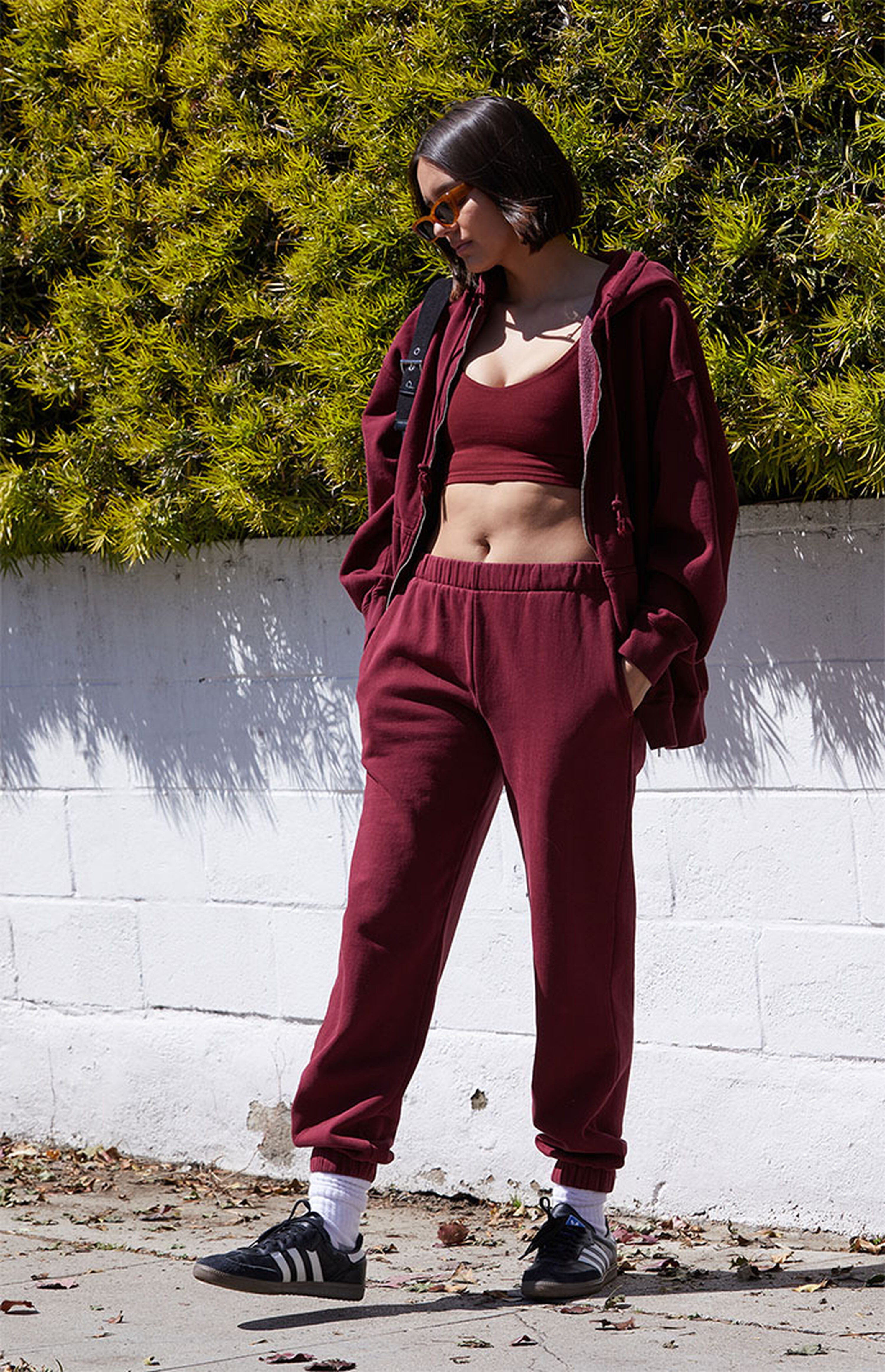 John Galt Burgundy Full Zip Hoodie | PacSun