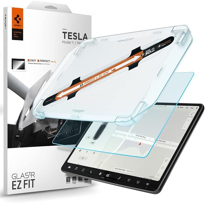 Spigen Tempered Glass Screen Protector [GlasTR EZ FIT] Designed for Tesla Model 3 (2023-2017), Te... | Amazon (US)