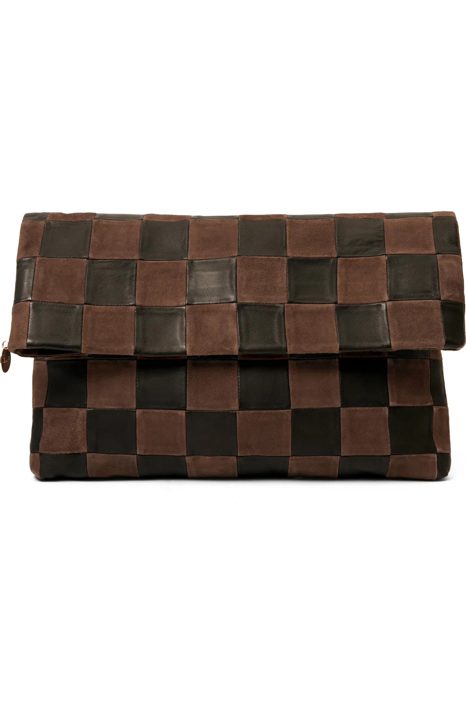 Carryall Checkered Leather Clutch | Nordstrom