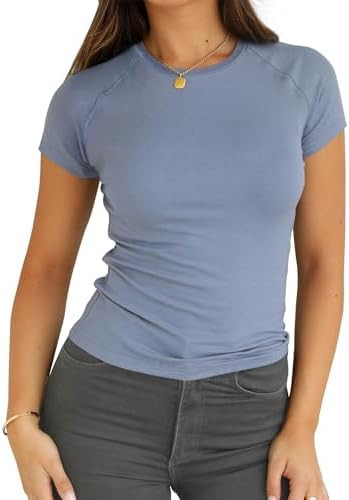 Abardsion Women Casual Raglan Sleeve Crewneck T Shirts - 2025 Summer Basic Activewear Slim Fit Go... | Amazon (US)