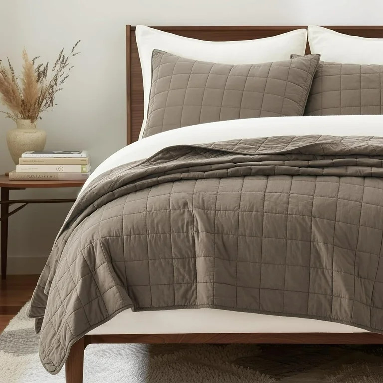 EVERGRACE 100% Cotton Box Stitch Quilt Bedding Set Queen Size 3 Pieces, Garment-Washed Lightweigh... | Walmart (US)