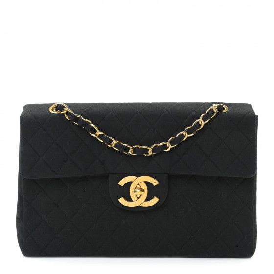 CHANEL Canvas Quilted XL Jumbo Single Flap Black | Fashionphile