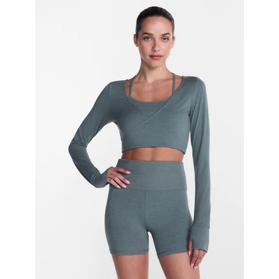 Athletic Works Women's ButterCore Wrap Top with Built In Bra, Sizes XS-XXXL | Walmart (US)