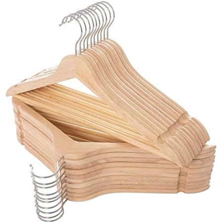 Amazon Basics Wood Suit Clothes Hangers - Natural, 30-Pack | Amazon (US)