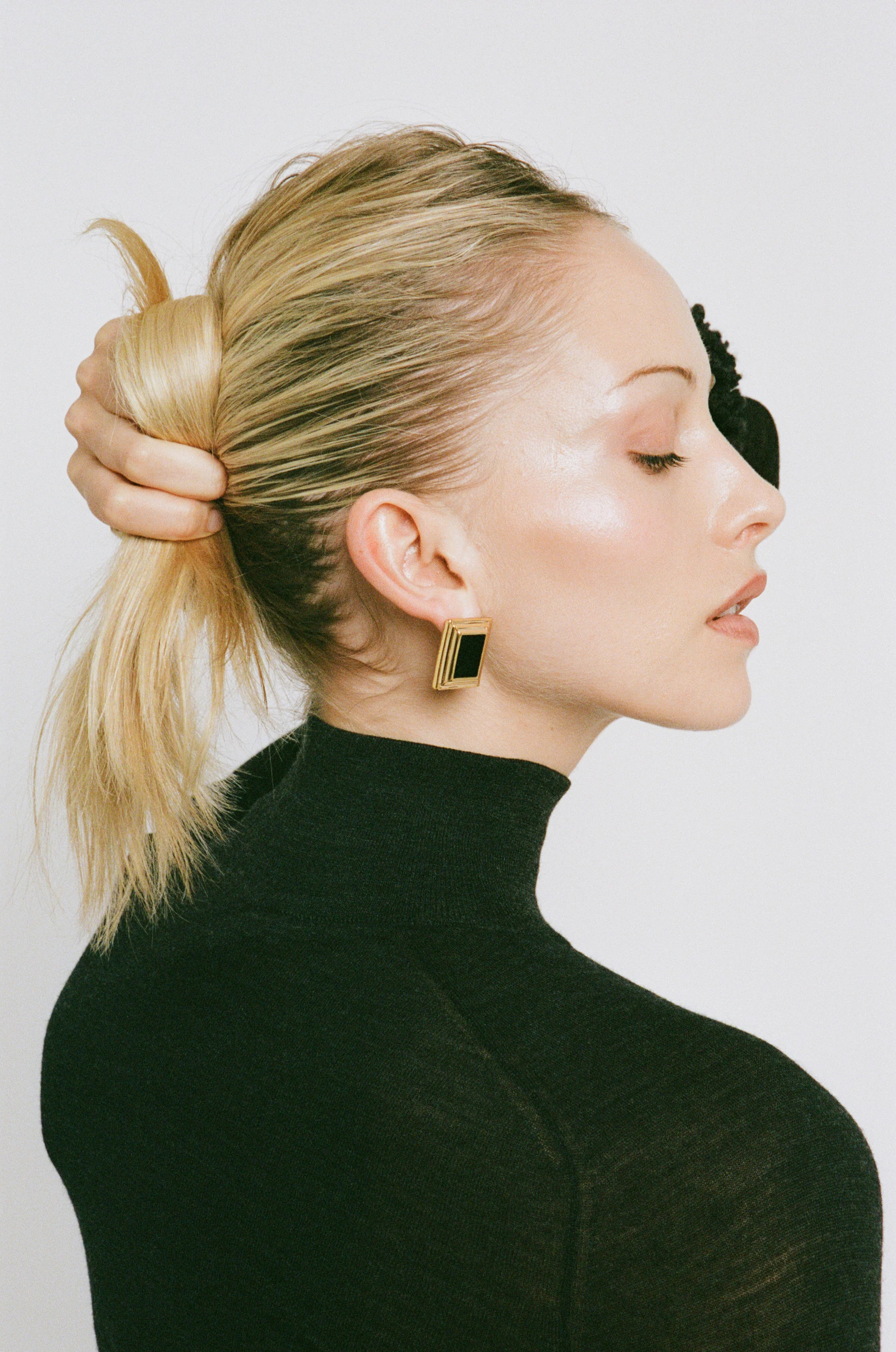 PLAZA GOLD BLACK VELVET EARRINGS | Heaven Mayhem
