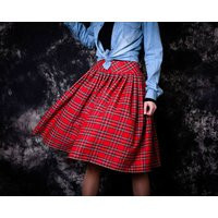 Red Plaid Pleated Skirt Midi. Tartan With Pockets Knee Length | Etsy (US)