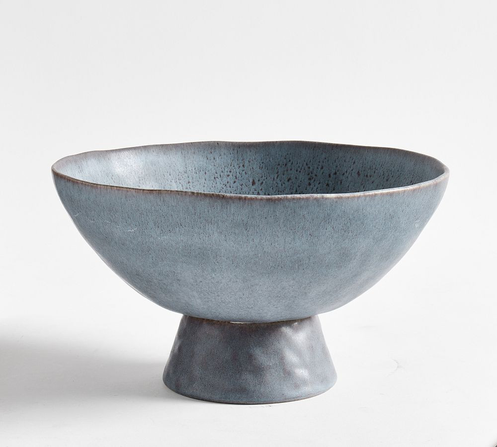 Turmont Pedestal Bowl, Small - Blue | Pottery Barn (US)