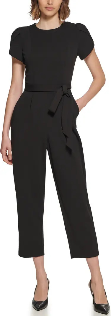 Calvin Klein Puff Shoulder Crop Straight Leg Jumpsuit | Nordstromrack | Nordstrom Rack
