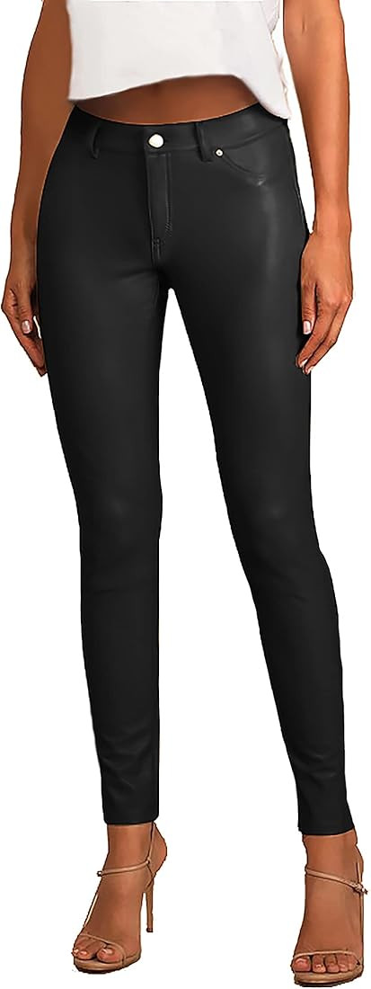 Hybrid & Company Womens Skinny Stretch Fashion Casual Faux Leather Pants | Amazon (US)