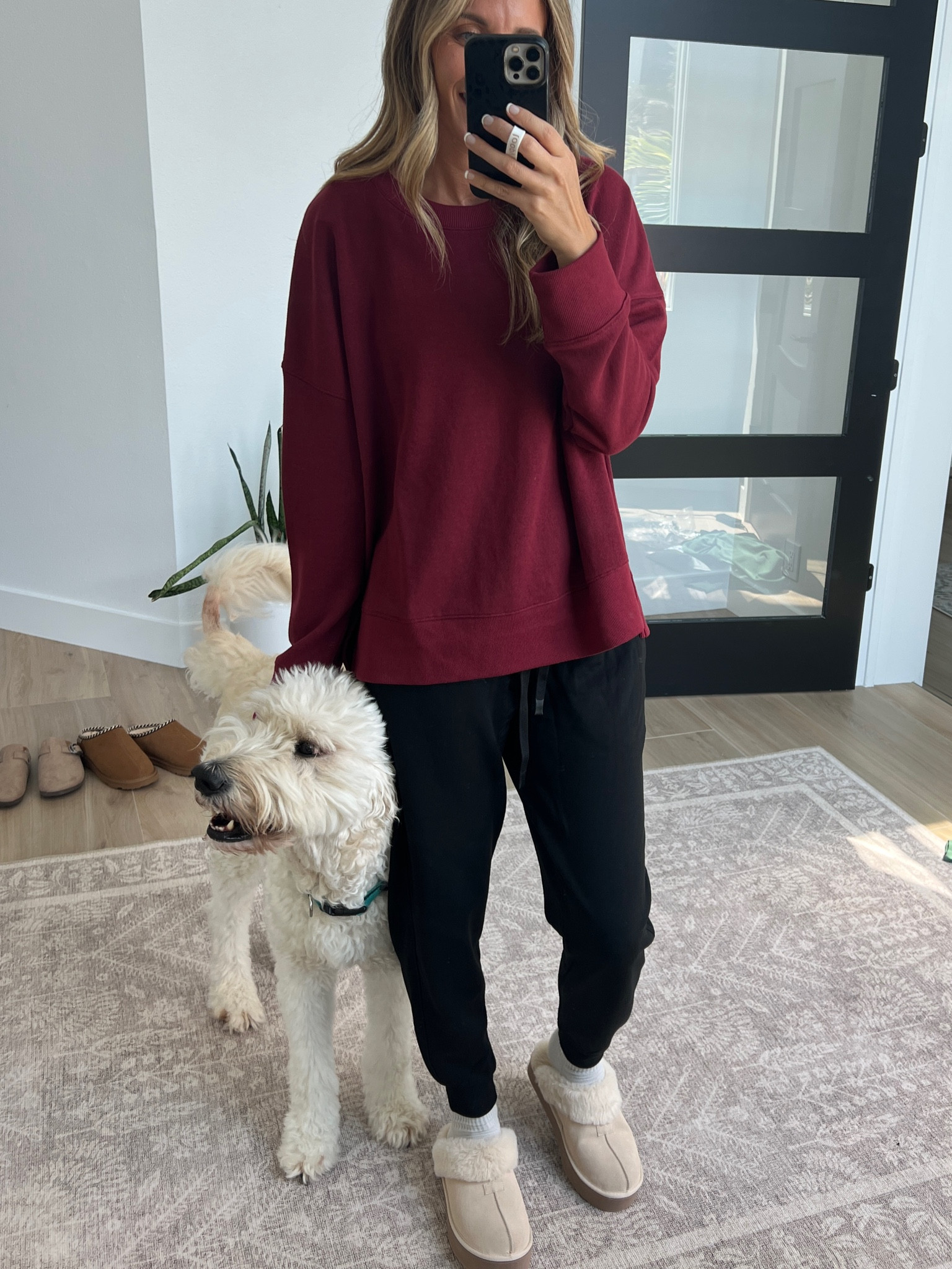 Walmart sweatshirt, joggers and ugh lookalike slippers 

#LTKshoecrush #LTKSeasonal #LTKGiftGuide