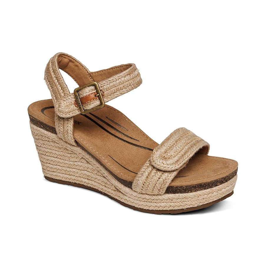 Aetrex Women's Sydney Orthopedic Quarter Ankle Strap Espadrille Wedge Sandals | Amazon (US)