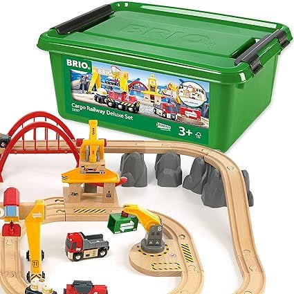 BRIO 33097 Cargo Railway Deluxe Set | 54 Piece Train Toy with Accessories and Wooden Tracks for K... | Amazon (US)