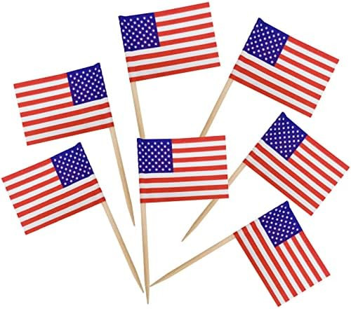 BLUE TOP 100 Pcs USA American Flag Toothpick Flags,Small Toothpick Mini Stick Cupcake Toppers,Countr | Amazon (US)