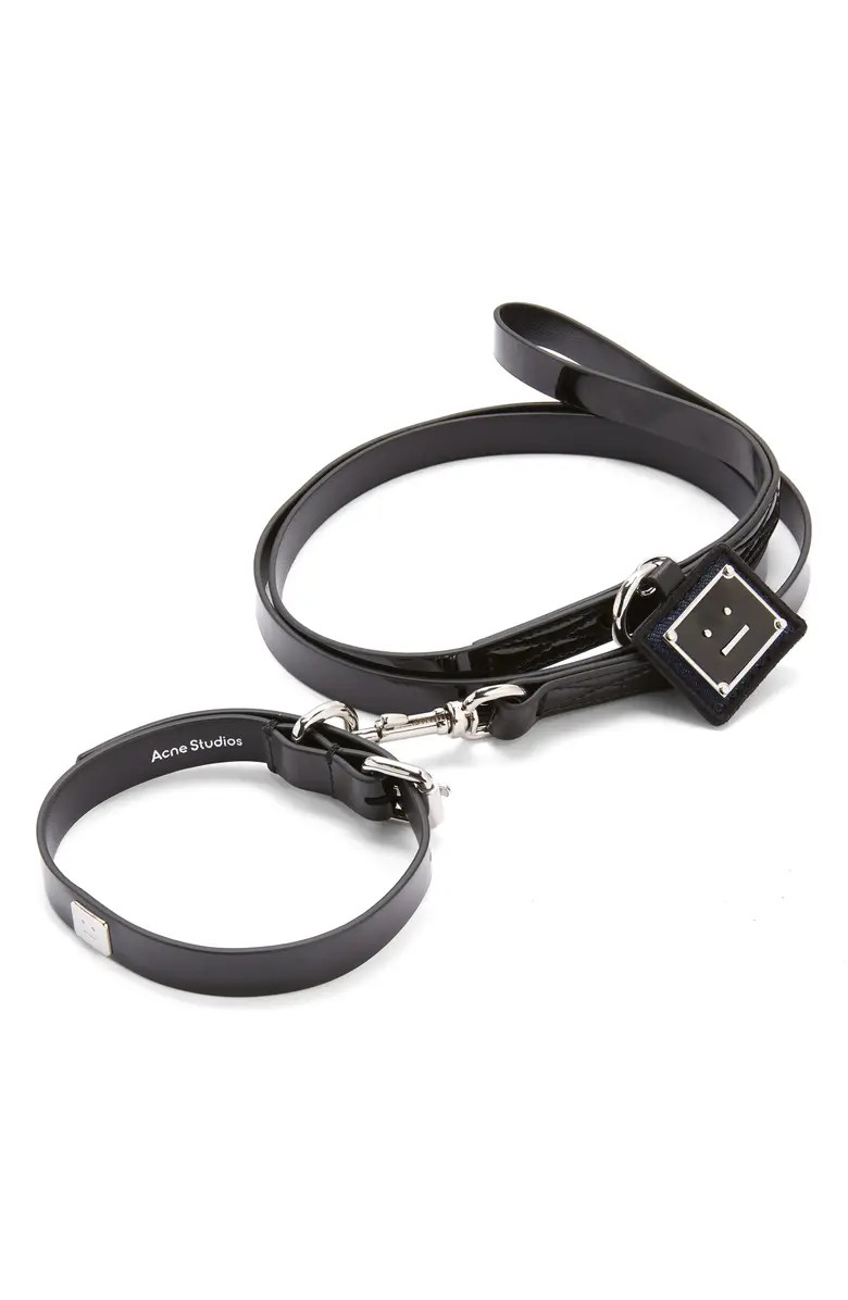Acne Studios Aleman Face Plaque Patent Pet Collar & Leash | Nordstrom | Nordstrom