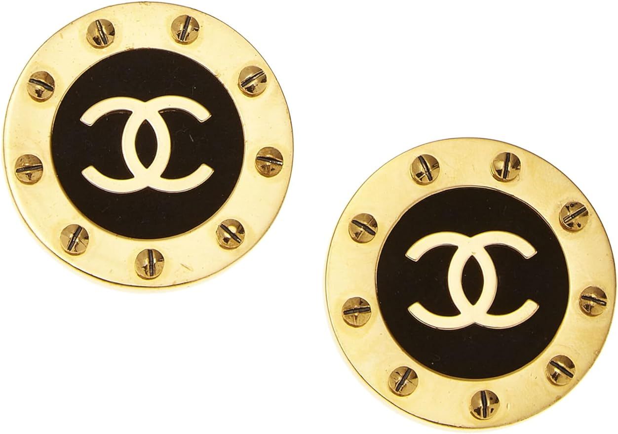 Amazon.com: Chanel, Pre-Loved Gold & Black 'CC' Button Earrings XL, Black : Clothing, Shoes & Jew... | Amazon (US)