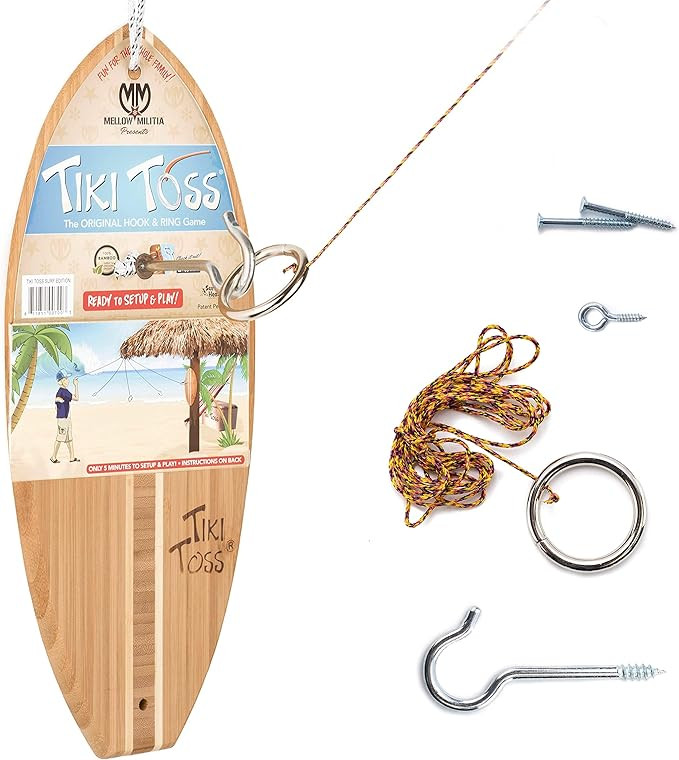Tiki Toss Ring Toss Game for Adults – 13 Inch Surfboard Edition - Hook and Ring Game with Strin... | Amazon (US)