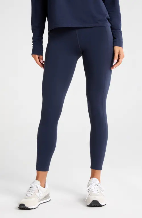 Zella Studio Luxe High Waist Pocket 7/8 Leggings in Navy Sapphire at Nordstrom, Size Large | Nordstrom