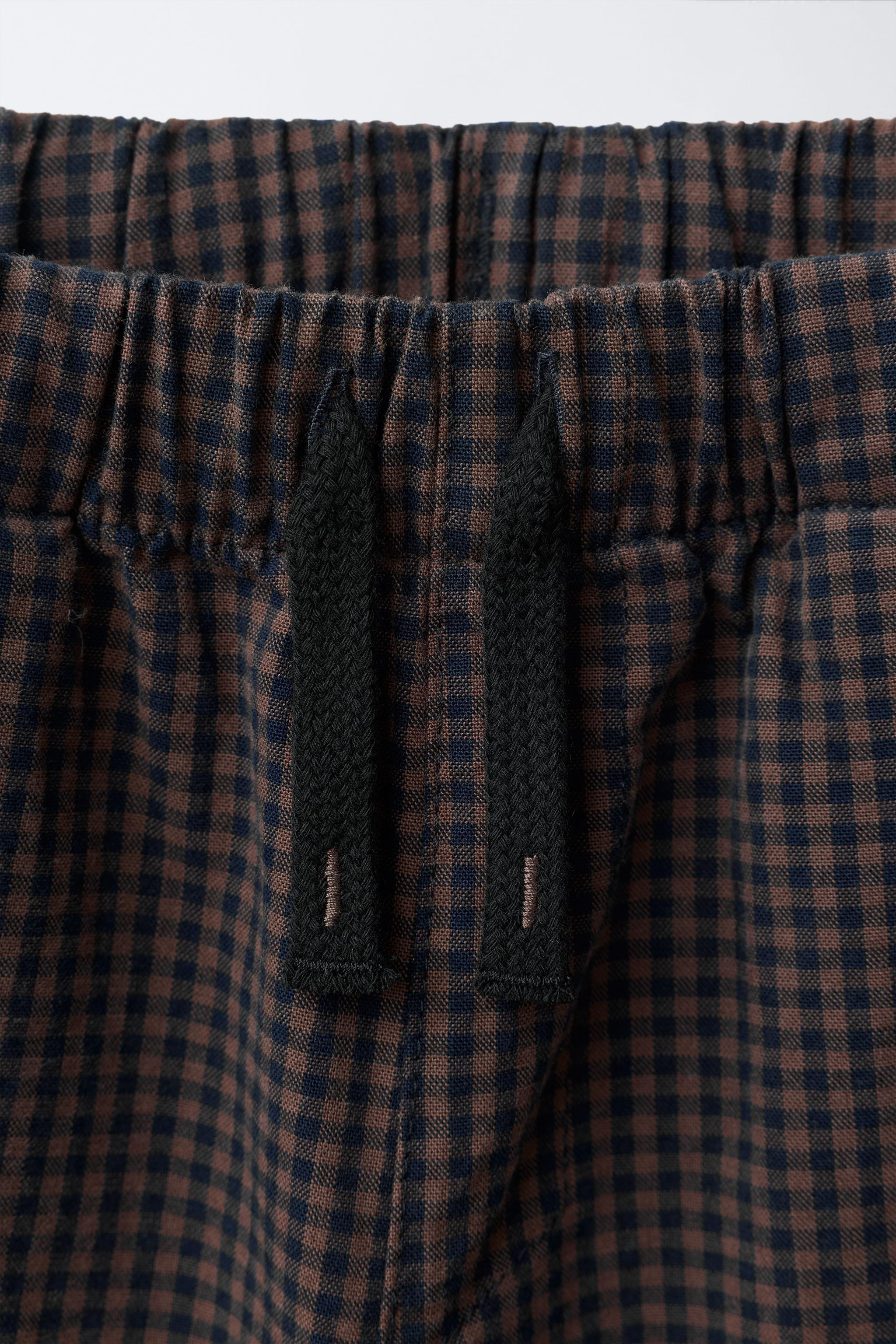 GINGHAM CHECK BAGGY TROUSERS | Zara UK