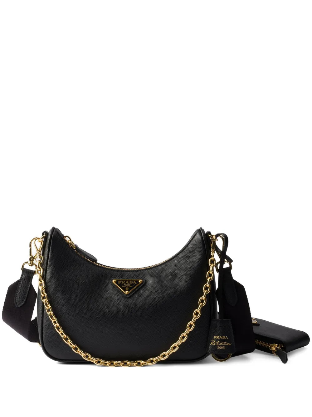 Prada Re-Edition 2005 Saffiano Leather Shoulder Bag | Black | FARFETCH | Farfetch Global