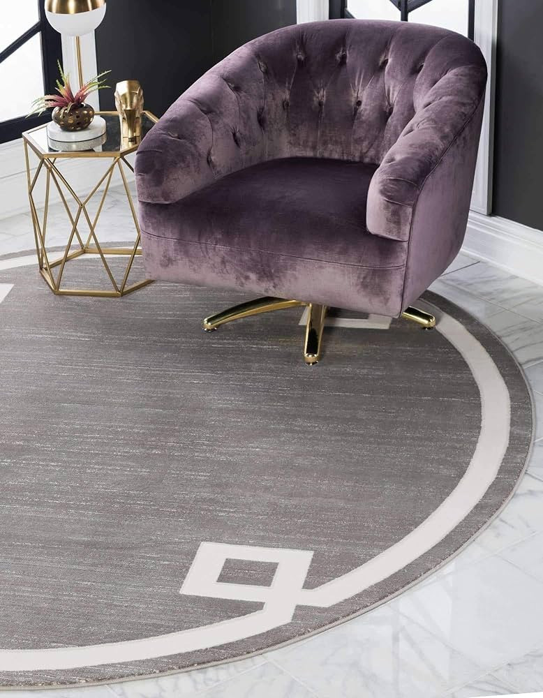 Unique Loom Uptown Collection Area Rug - Lenox Hill (8' Round, Gray/ Ivory) | Amazon (US)