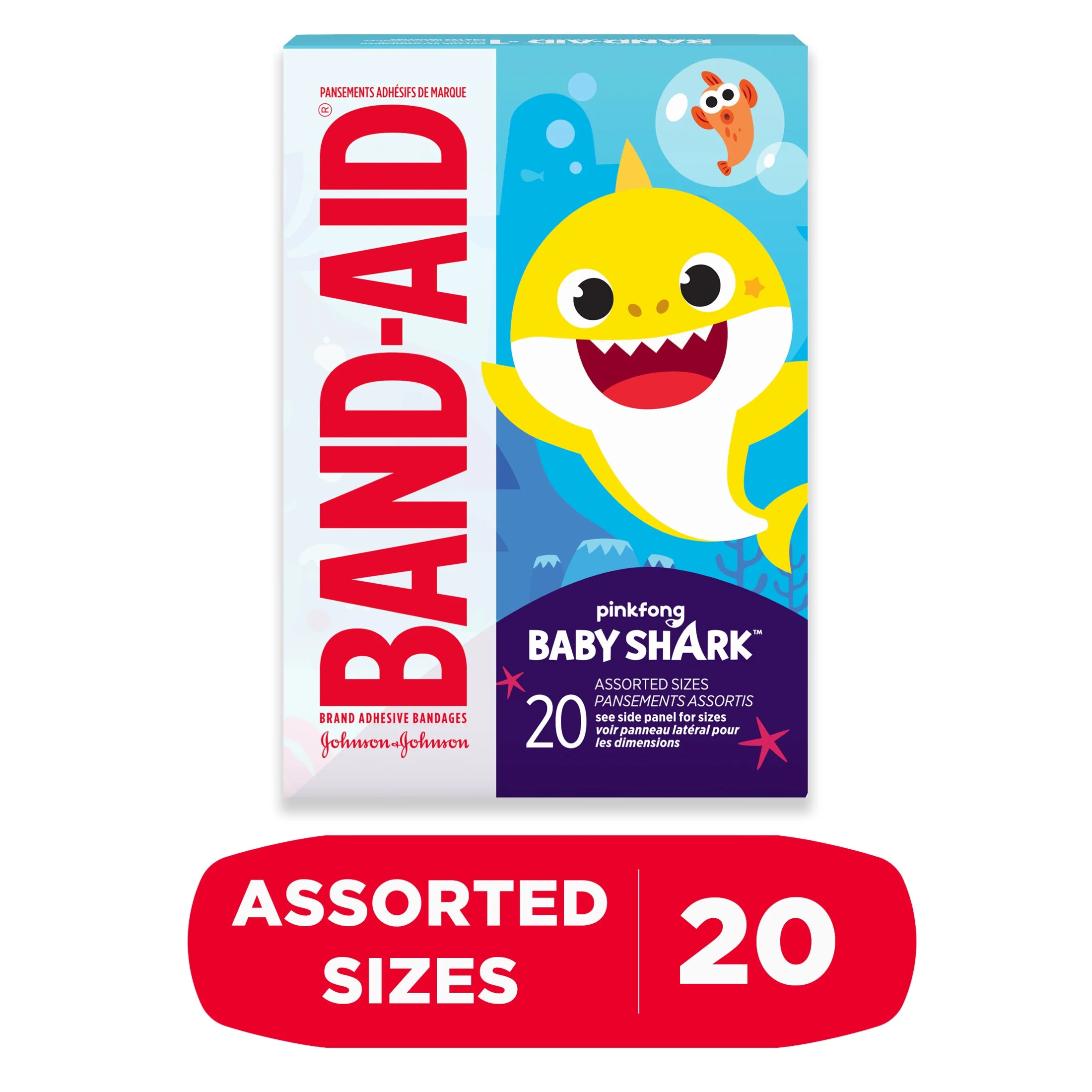 Band-Aid Bandages for Kids, Pinkfong Baby Shark, Assorted, 20 Ct | Walmart (US)