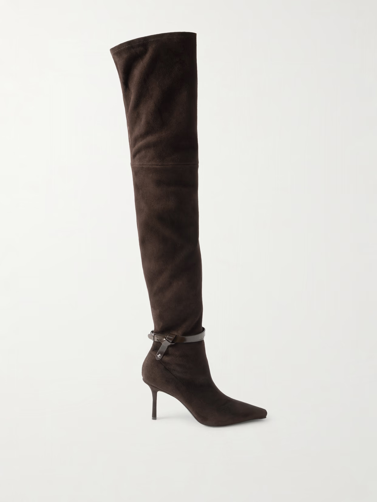 Jimmy Choo - Camie 85 Leather-trimmed Suede Over-the-knee Boots - Brown | NET-A-PORTER (US)