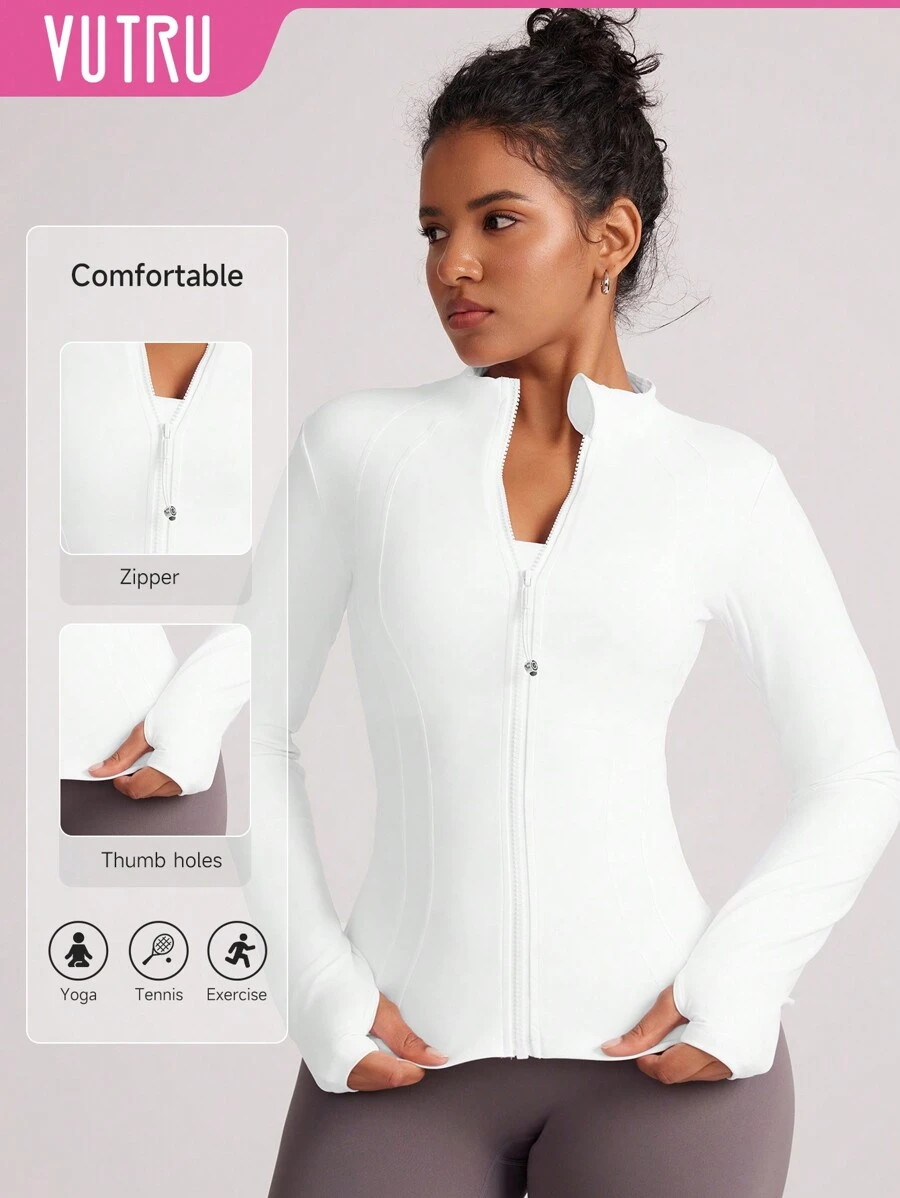 VUTRU VUTRU Women's Fitted Athletic Jacket With Thumb Holes And Stand Collar | SHEIN