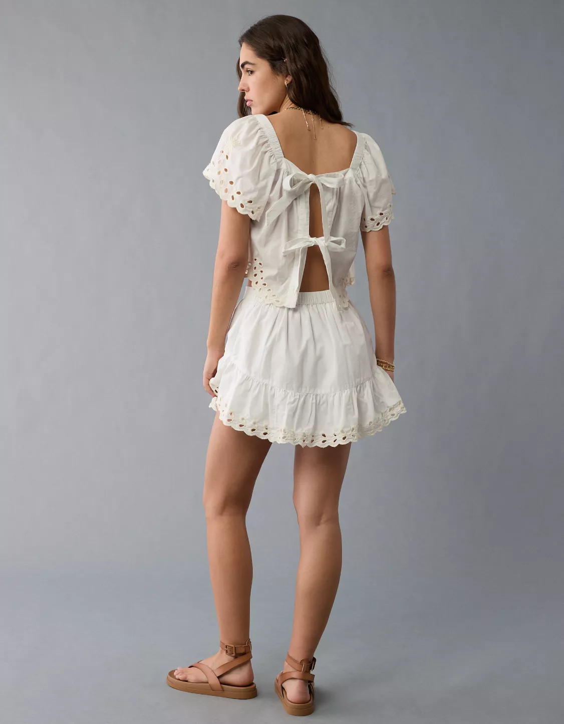 AE Tie Back Eyelet Crop Top | American Eagle Outfitters (US & CA)