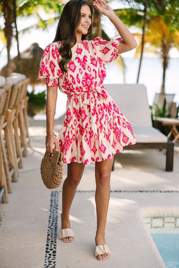 Just Dreaming Fuchsia Pink Abstract Dress | The Mint Julep Boutique