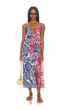 FARM Rio Cashew And Birds Long Dress in Red & Blue from Revolve.com | Revolve Clothing (Global)