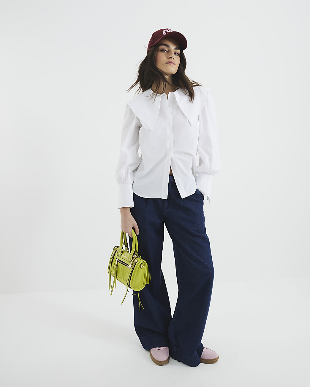 White Large Collar Blouse | River Island UK & IE