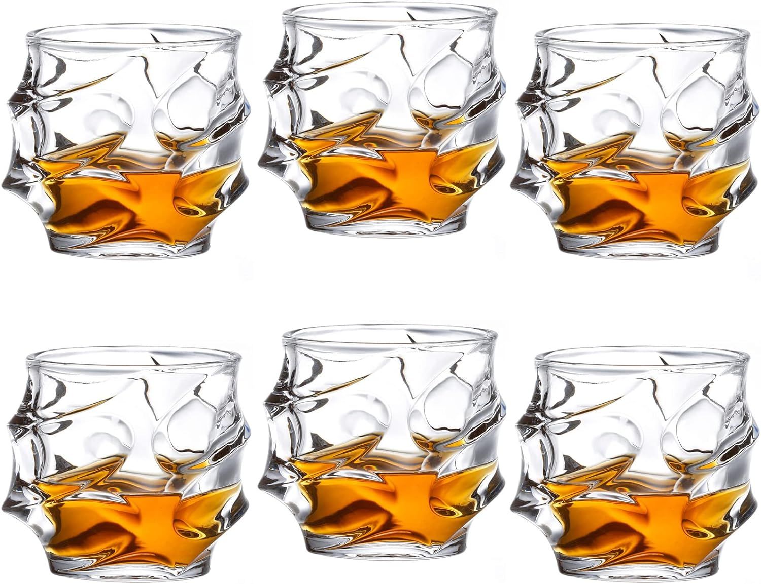WUWEOT 6 Pack Crystal Whiskey Glasses, Clear Thick Scotch Glasses, 10 Oz Old Fashioned Bourbon Tu... | Amazon (US)