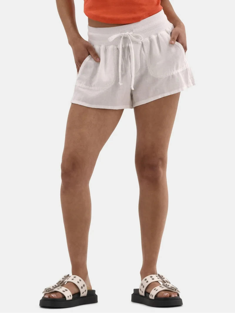 No Boundaries Linen Shorts, 2.5'' Inseam, Women's and Women's Plus | Walmart (US)