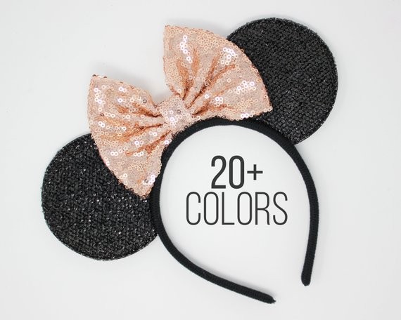 Rose Gold Disney ears 5 inch Bow | Minnie Mouse ears | Minnie headband | Disneyland ears | Rose G... | Etsy (US)