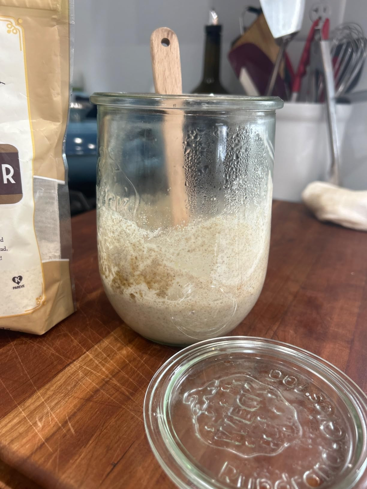 Weck Tulip Jars 1 Liter - Large Sourdough Starter Jars with Wide Mouth, Glass Lids and Keep Fresh... | Amazon (US)