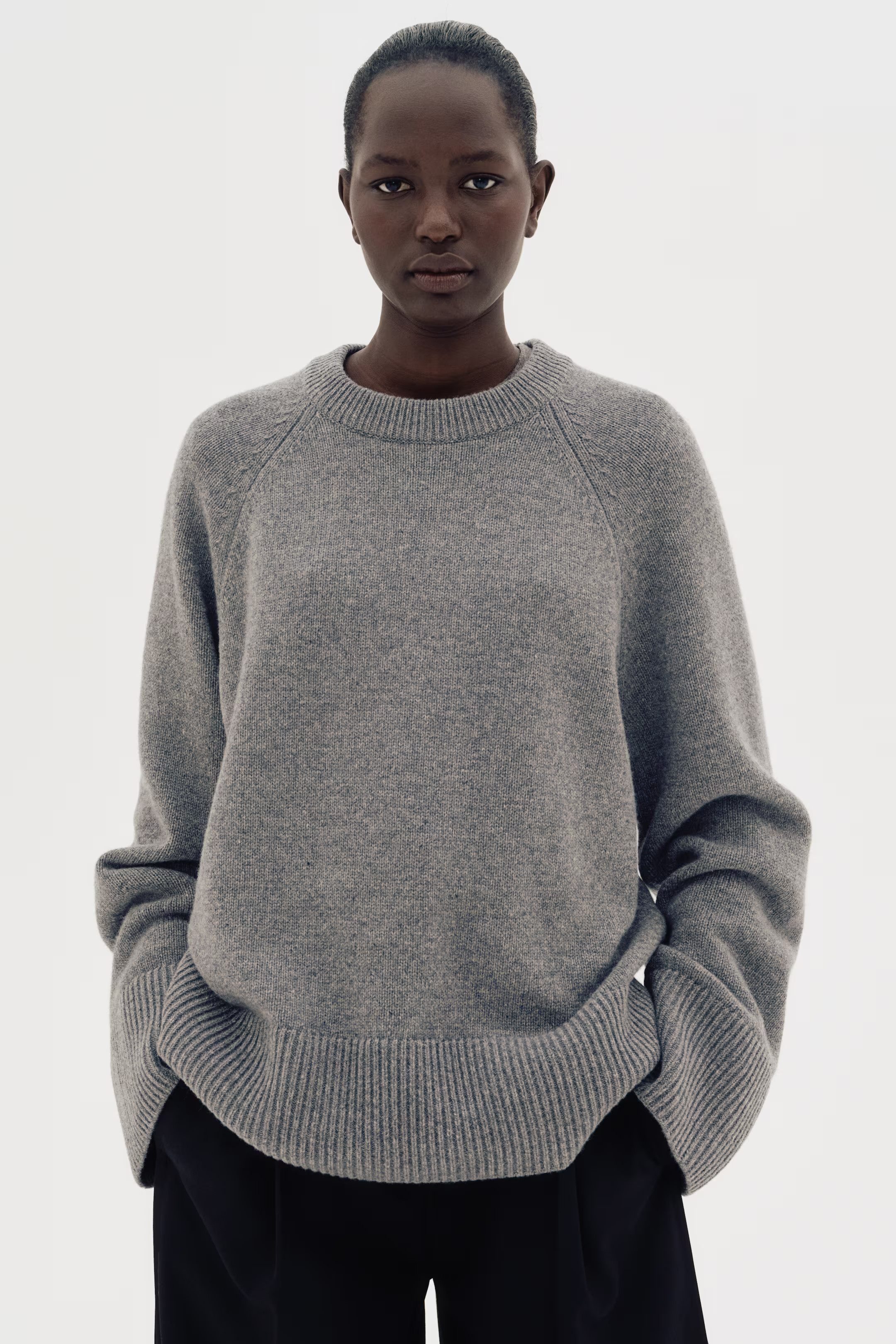 Cashmere-blend jumper - Grey marl - Ladies | H&M GB | H&M (UK, MY, IN, SG, PH, TW, HK)