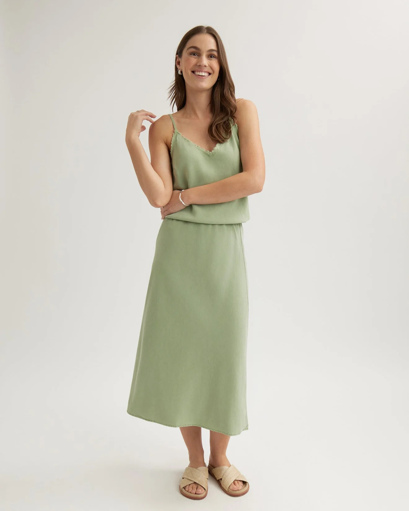 Bias Midi Skirt in Olive Grove - Bella Dahl | Bella Dahl