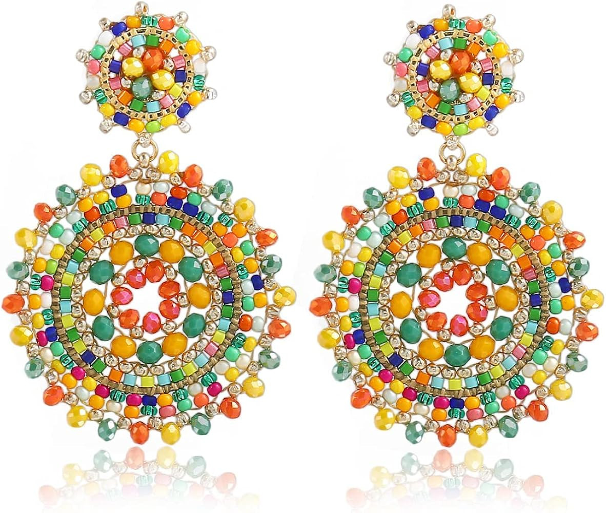 Elegance 11 Designs Beaded Earrings For Women Seed Bead Summer Beach Boho Statement Dangle Handma... | Amazon (US)