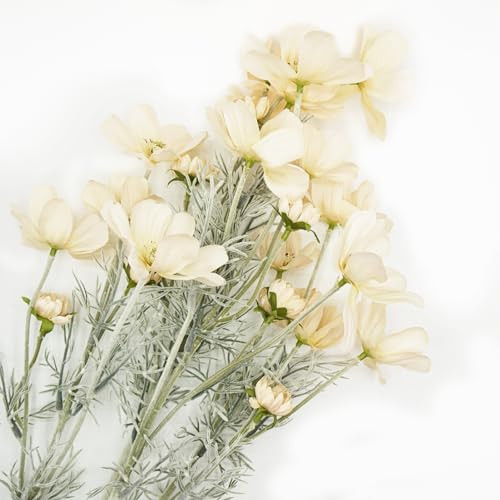 Giftmeet Artificial Flowers Fake Cosmos Flowers, 2 Bunches Wedding Bouquets Artificial Cosmos Flowers Bulk, 23.6 Inch Realistic Faux Silk Cosmos for Vase, Dining Table, Floral Arrangement (Champagne) | Amazon (US)