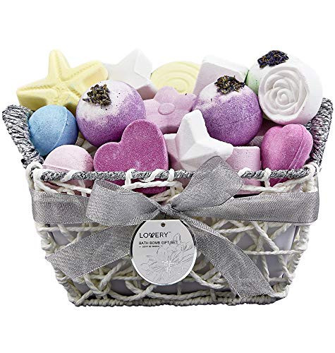 Mothers Day Basket Bath Bombs Gift Set for Women, 17 Large Bath Fizzies in Assorted Colors, Shapes & Scents, Bath and Body Spa Set with Shea & Coco Butter, Ultra Rich Spa set in Handmade Weaved Basket | Amazon (US)